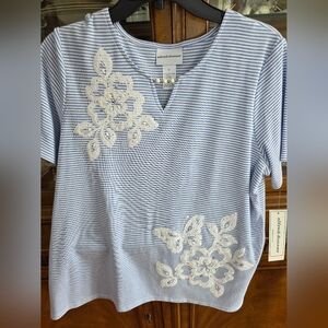 Alfred Dunner Blue Striped Women's Top